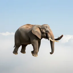 flying elephant in the clouds