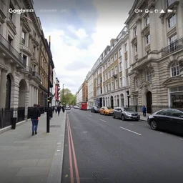 a cyberpunk Google streetview of a road in London, by Paul Lehr