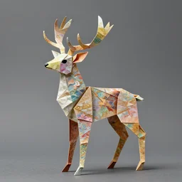 origami deer colorful, furry, fantasy, intricate, elegant, highly detailed, digital painting, artstation, concept art, smooth, sharp focus, illustration, art by afshar petros and krenz cushart and artem demura and tony sandoval