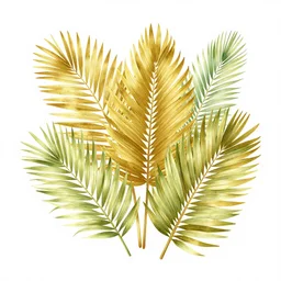 gold emerald palm leaves vector illustration, 8 k ultra resolution