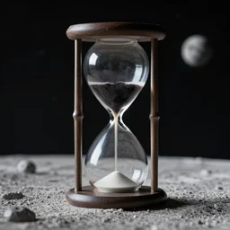 a hourglass on the moon, editorial image