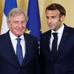the son of Emmanuel Macron and Gerard Larcher, 50mm photography, high quality, 4K