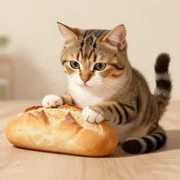 a cat mixed with a bread, digital artwork
