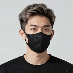 professional digital art of a stylish young adult man with short dyed hair, a black face mask, earrings, and striped clothes, high quality, HD, 8K, highly detailed, award-winning, sci-fi, fantasy, movie character, dark purple clouds