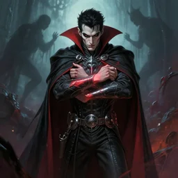 vampire scrivener, rescue from the underworld, shadows of the past, highly detailed, digital painting, HDRI, by kael ngu and tyler boswell, vivid colors, high contrast, 8k resolution, intricate, photorealistic, smooth