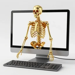 a computer generated image of a human made out of gold, skeleton, a computer rendering by mike winkelmann, featured on zbrush central, neo - figurative, octane render, rendered in cinema 4 d, zbrush