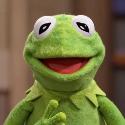 kermit the frog from friends ( 1 9 9 4 ), very detailed face