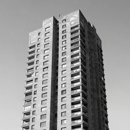 a brutalist tower block, black and white photo, 8 k, high quality