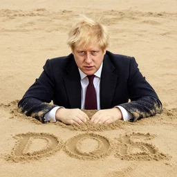 boris johnson made out of sand. photo