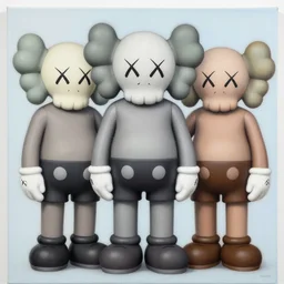 grillz by shusei nagaoka, kaws, david rudnick, airbrush on canvas, pastell colours, cell shaded, 8 k,