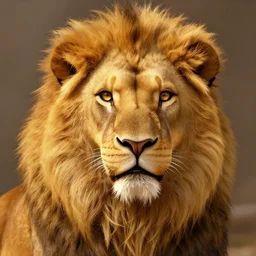 portrait of a majestic golden lion who gathers the wisdom of all humankind in his eyes by ralph horsley, rossdraws, ilvya kuvshinov, matte painting, pixar, maya, engine, artstation, highly detailed