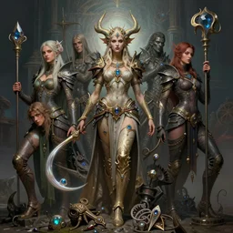 beautiful gemini good and evil fantasy female character portrait, ultra realistic, wide angle, intricate details, the fifth element artifacts, highly detailed by peter mohrbacher, hajime sorayama, wayne barlowe, boris vallejo, aaron horkey, gaston bussiere, craig mullins