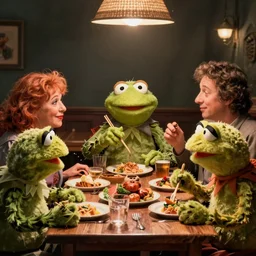 people eating muppets