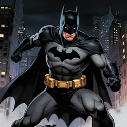 a portrait of batman in gotham city at night, action pose, frank miller, jim lee, detailed illustration, moebius, sin city, b & w, intricate, comic book cover, film still,