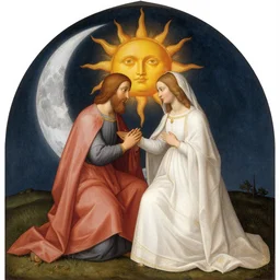 the marriage of the moon and the sun, ghospel painting, renascentist
