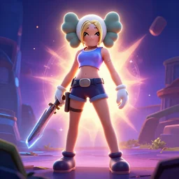 fornite lady epic game design fanart by concept artist gervasio canda battle royale kaws radiating a glowing aura global illumination ray tracing hdr render in unreal engine 5