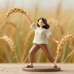 still of 2 3 cm complete figure of cereal wearing a comfy blouse, personification, pvc statue, dynamic pose, detailed product photo, featured on amiami, tone mapped, beautiful composition, 8 5 mm, f 1. 8, high detail