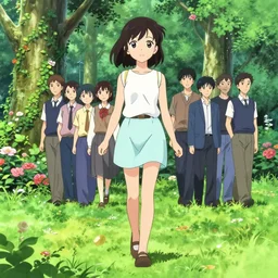 anime portrait of a cute young woman walking in a lush park flowers trees ivy foliage, ilya kuvshinov, kyoani, artgerm, krenz cushart, wlop, hiroaki samura, yoshinari yoh, james jean, katsuhiro otomo, erik jones, cel shaded, anime poster