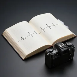 studio photography of book with heartbeat lines, DLSR Photograph