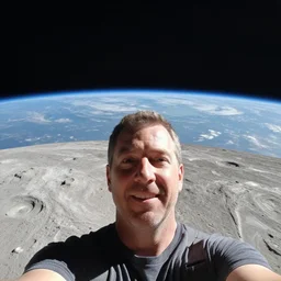 selfie from the moon, the earth can be seen in the background, award winning, highly detailed, 8 k photography