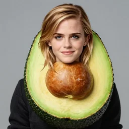 emma watson and an avocado, high quality photography