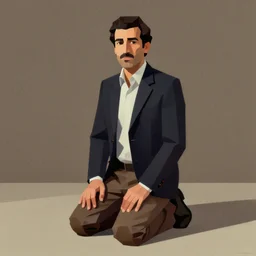 afshar, petros man on his knees full body portrait, film grain 1 9 7 0 s low poly art character painterly design