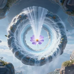 the machine universe encounters a living cosmos inside an asymmetric orthogonal non - euclidean upside down inside out world with an infinite cosmic spiral waterfall of living information, inspired by android jones and blake foster, hyperrealistic, extreme detail, digital art, concept art, rendered in cinema 4 d, cryengine 8 k
