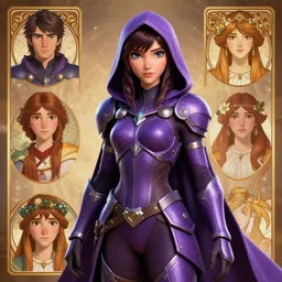 cassandra cain in destiny hunter armor, purple armor, wearing a hooded cloak, beautiful face!!!!, 2 7 years old, cg animation, realistic, character select portrait, by artgerm, greg rutkowski, alphonse mucha, 3 d