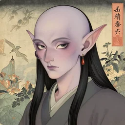 tiefling highly detailed artstation in the style of moebius jugendstil and classic japanese print - n 9