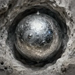 steel silver sphere in cave, intricate, elegant, highly detailed, digital painting, artstation, concept art, smooth, sharp focus, illustration, giger, daren bader, aleksi briclot
