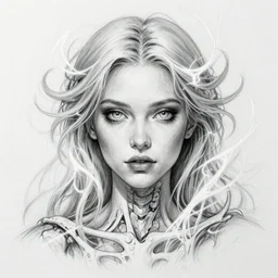 a sketch drawing, ultra detailed, portrait, mystical, energy, fantastic, magic, sceleton, beautiful eyes, beautiful woman, surreal, trending on artstation
