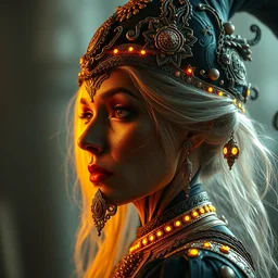 side portrait of ecclectic witch, beautiful, attractive, glowing, ornate and intricate, jaw dropping, dynamic lighting, intricate and detailed, 4 k octane render