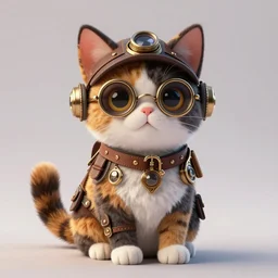 A cute Steampunk calico cat, octane render, HD, trending on artStation, artstationHD, artstationHQ, 4k, 8K