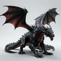 western black dragon, realistic, highly detailed, concept art, full body, horror