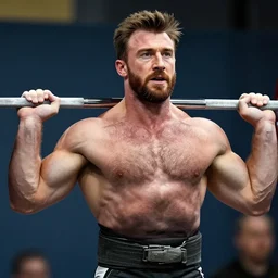 chris evans as a powerlifter, masculine, muscular, handsome, powerful, bulky hairy torso, 4 k hd
