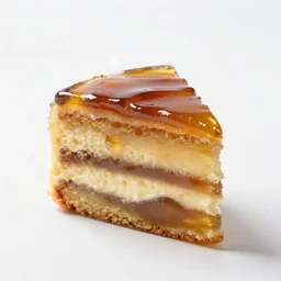 amber layer cake, high detail macro photography, isolated on a pure white background, centered, entire object in frame, sharp focus, soft studio lighting