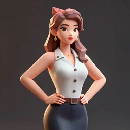 Low poly render of a pinup girl