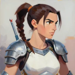 greg manchess portrait painting of fully armored and armed lara croft as overwatch character, close - up shot, asymmetrical, profile picture, organic painting, sunny day, matte painting, bold shapes, hard edges, street art, trending on artstation, by huang guangjian and gil elvgren and sachin teng