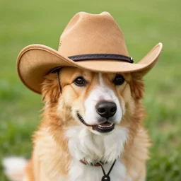dog wearing a cowboy hat