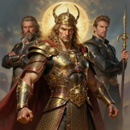 a magical portrait of the god of power, art by boris vallejo and greg danton and denys tsiperko, detailed, hyperrealism, artstation