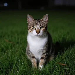 cat on field at night