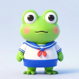 cute frog wearing a sailor suit, studio photography,