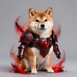 anthropomorphic shiba inu, wearing berserk anime darkness armor, blood aura red light, fantasy, dark, portrait art by donato giancola and greg rutkowski, realistic face, digital art, trending on artstation, symmetry
