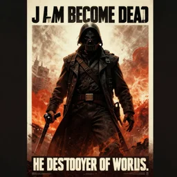 Now I am become Death, the destroyer of worlds. war propaganda poster, 8k, cinematic.