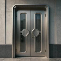 a 1 9 8 0 s sci - fi art - deco double door by artgerm highly detailed, sharp focus, cinematic lighting, octane render, simple, very coherent. cinematic, hyper realism, high detail, octane render, 8 k