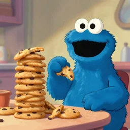 Cookie Monster reacting to his cookie stocks tanking