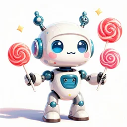 A cute robot constructed from lollipops, ultra-detailed. Anime, pixiv, octane render, Disney, trending on ArtStation