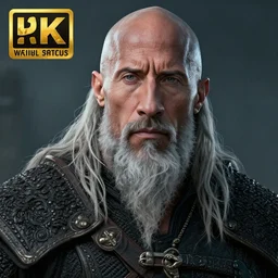 a digital art close up portrait of pale demon dwayne johnson as ancient druid mage from dark souls, old witcher with long beard character sheet, 4 k, ultra detail, volumetric lighting, unreal engine, octane render