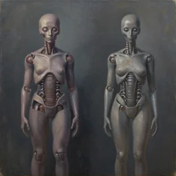 consciousness vs pure replicators by wojciech siudmak, oil on canvas