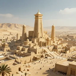 a futuristic mesopotamian city